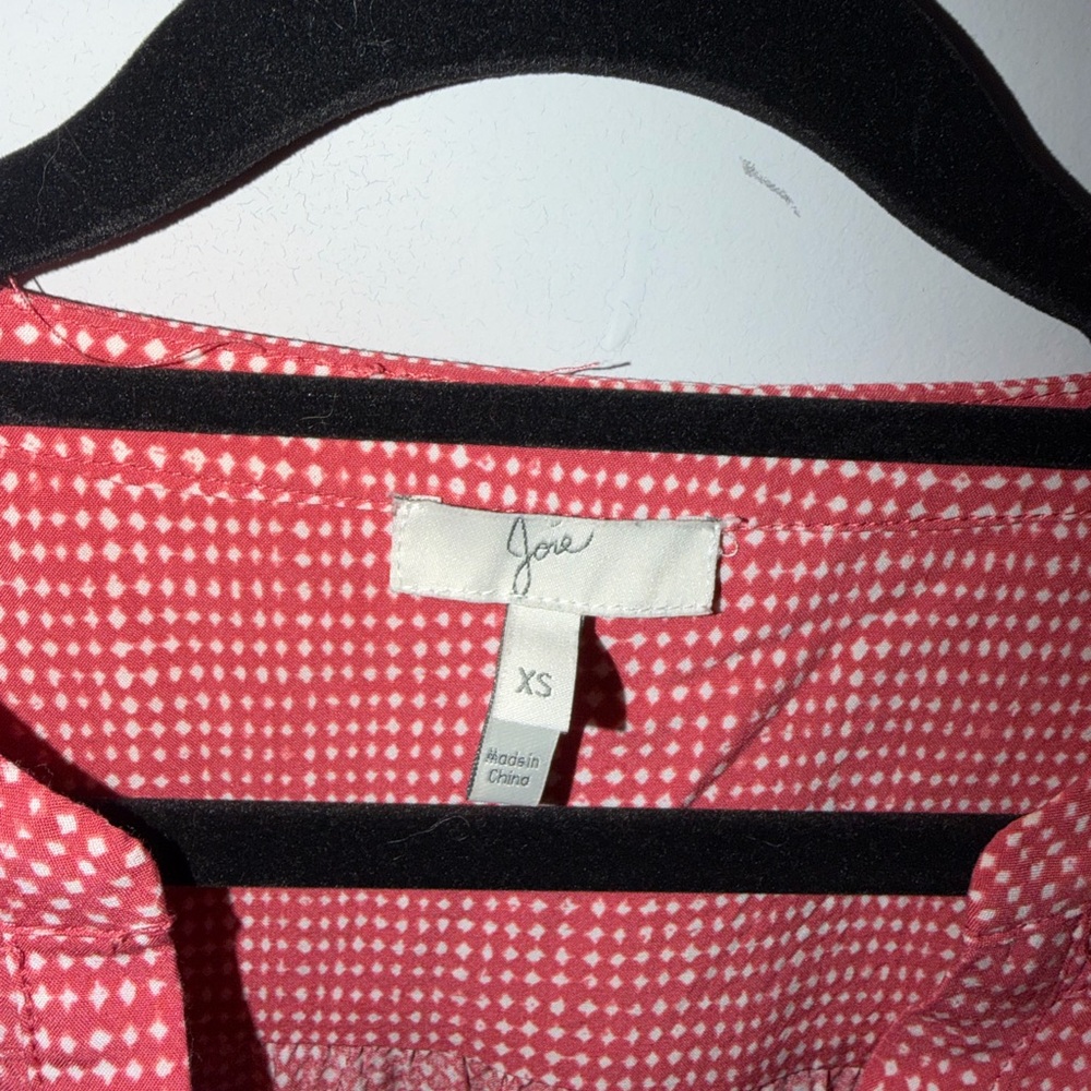 Joie Pink Patterned Split-Neck Blouse - image 2